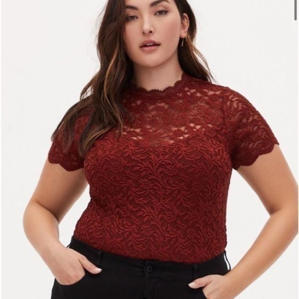 Torrid Lace High Neck Short Sleeve Bodysuit size XXLARGE nwt